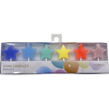 Whiz Pop Bang Star Candles Rainbow 6 pack
