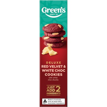 Green's Deluxe Red Velvet & White Choc Cookies Mix 380g