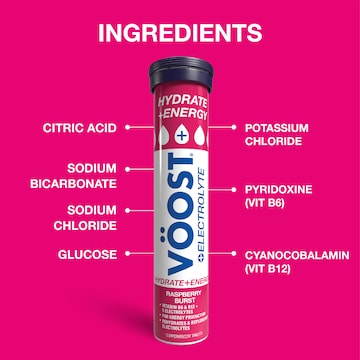 Voost Hydrate + Energy Effervescent Tablets Raspberry 12 pack