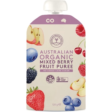 Australian Organic Food Co. Mixed Berry Fruit Puree Pouch 120g