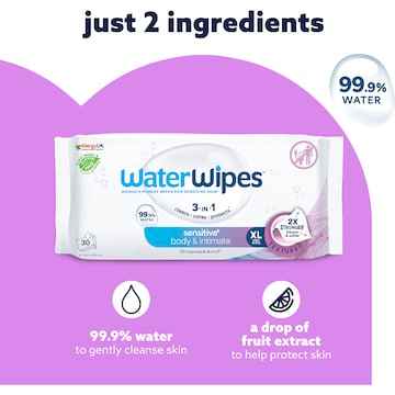 WaterWipes Body & Intimate Sensitive Wipes 30 pack
