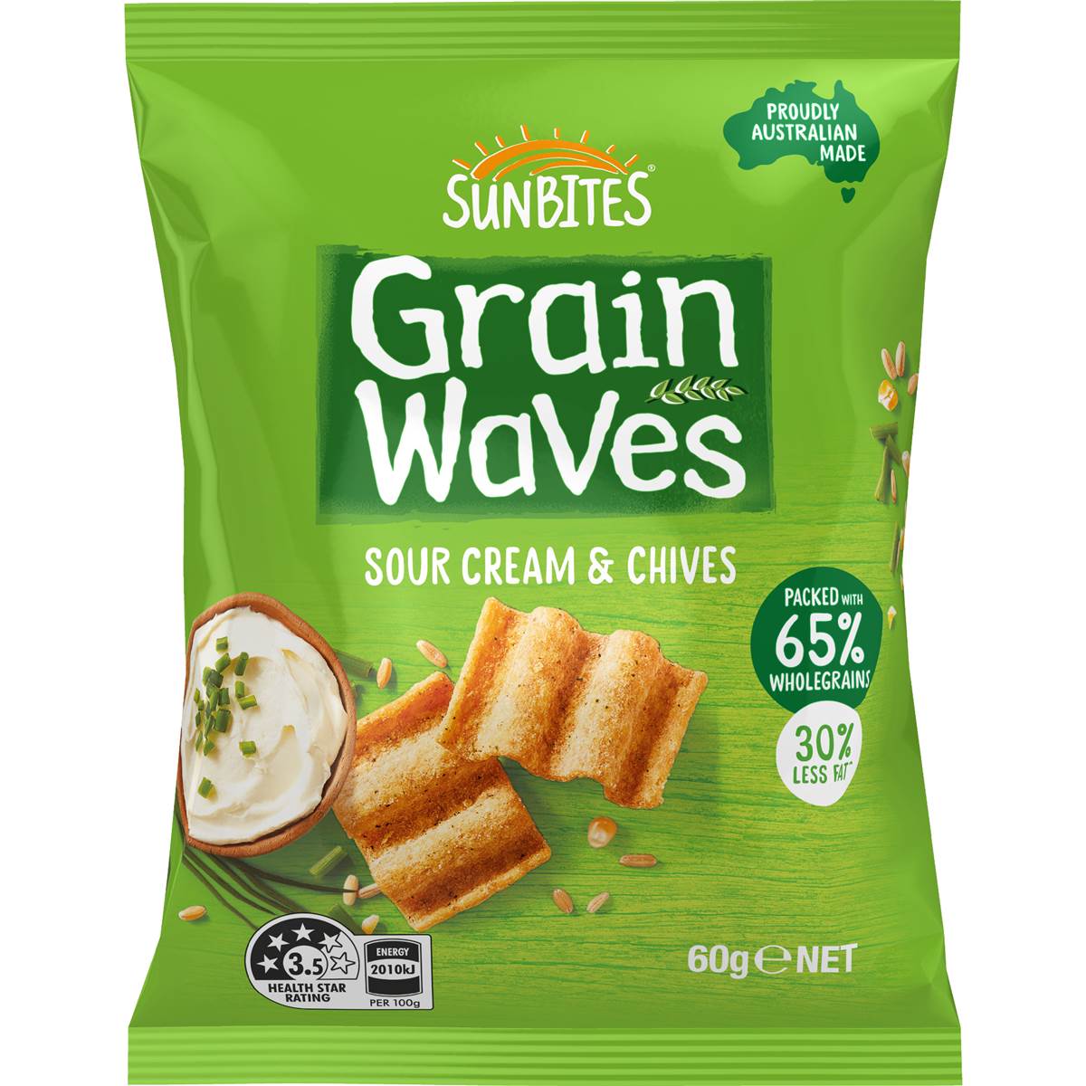 Sunbites Grainwaves Wholegrain Chips Sour Cream & Chives 60g