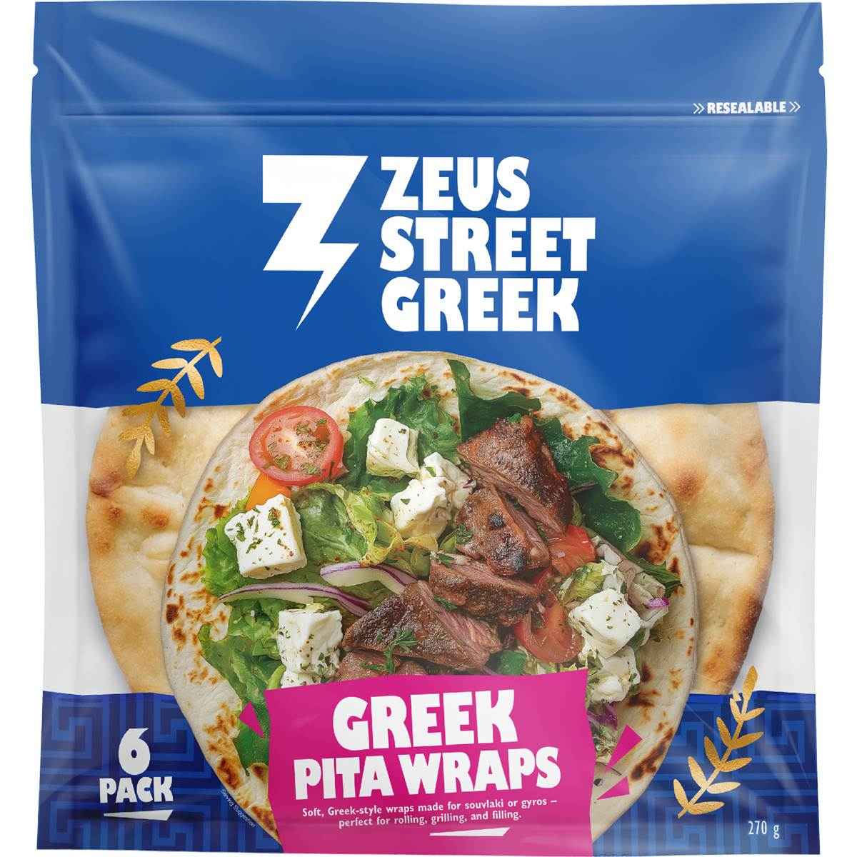 Zeus Street Greek Pita Wraps 6 pack