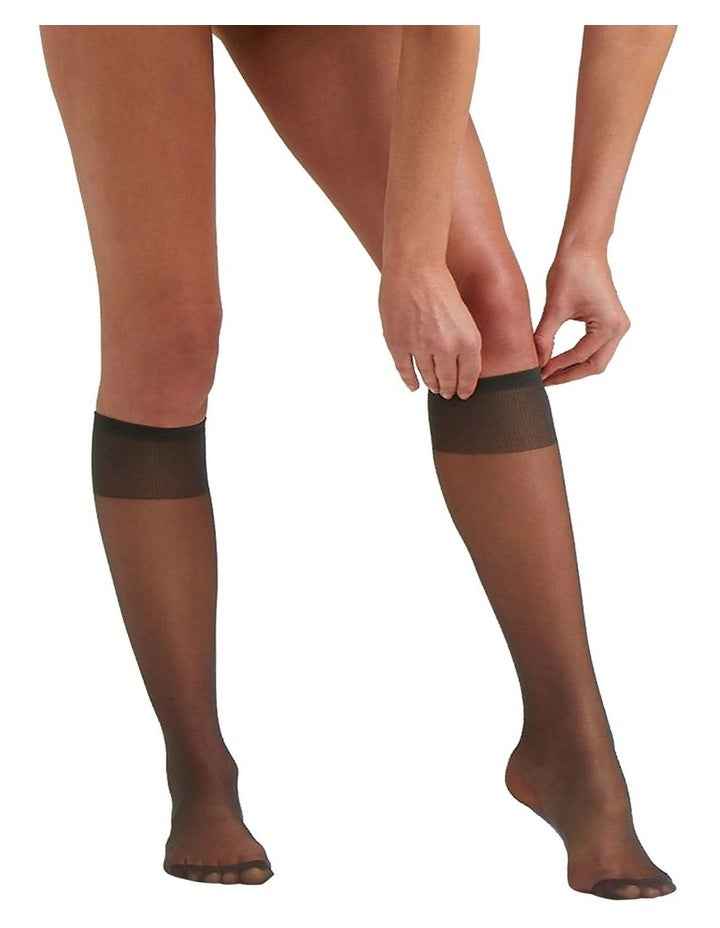15D Sheer Knee Highs 3 Pack in Almost Black