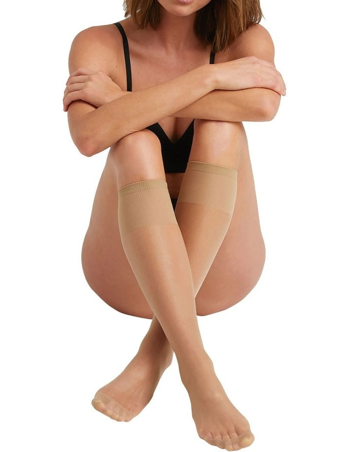 15D Sheer Knee Highs Hosiery 3 Pack in Natural