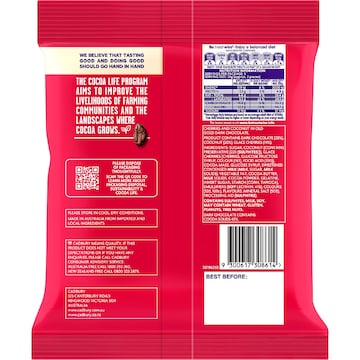 Cadbury Cherry Ripe Chunks Chocolate Snack & Share Bag 130g