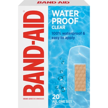 Band-Aid Waterproof Clear Regular Strips 20 pack