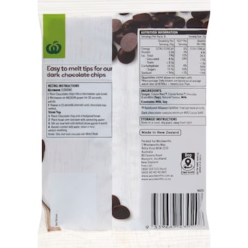 Woolworths Dark Chocolate Chips 200g