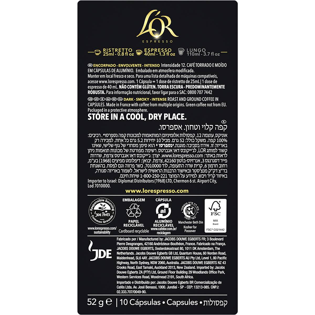 L'OR Espresso Onyx Intensity 12 Coffee Pods 10 pack