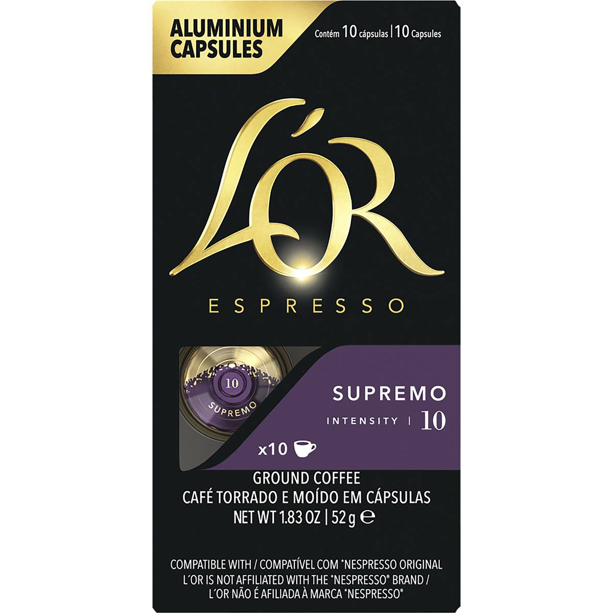 L'OR Espresso Supremo Intensity 10 Coffee Pods 10 pack