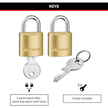 Master Lock Brass Padlock 20mm 2 pack