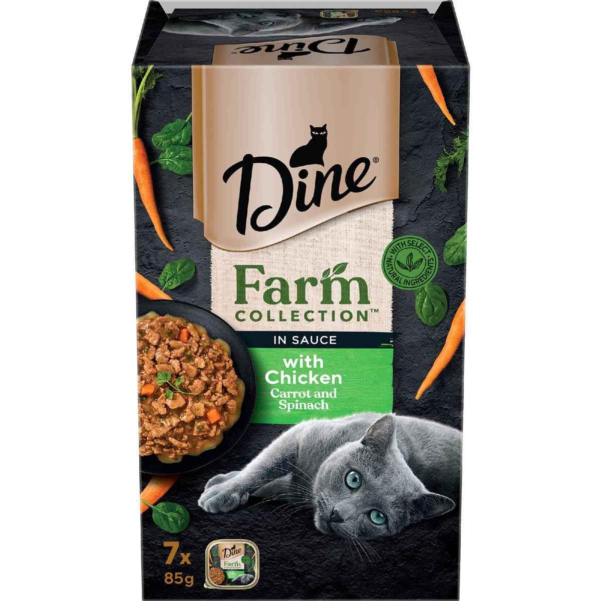Dine Farm Collection Wet Cat Food Chicken Carrot Spinach 85g x 7 pack