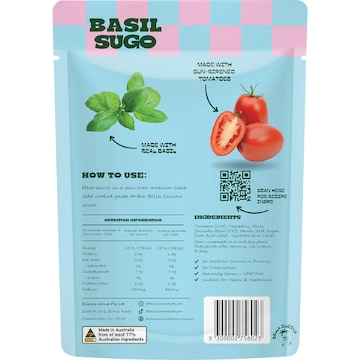 Bella Cucina Basil Sugo Pasta Sauce 400g