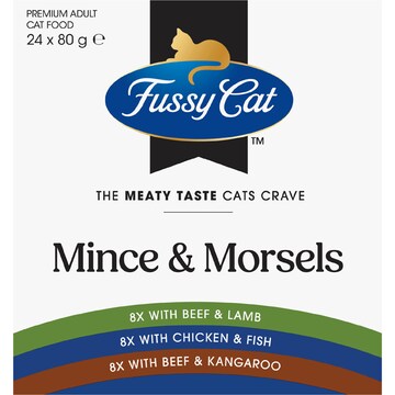 Fussy Cat Mince & Morsels Mixed Collection Wet Cat Food 80g x 24 pack