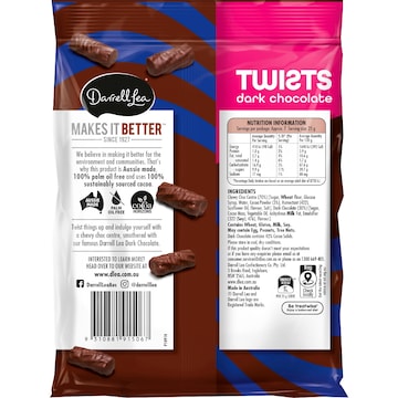 Darrell Lea Twists Chewy Dark Chocolate 180g