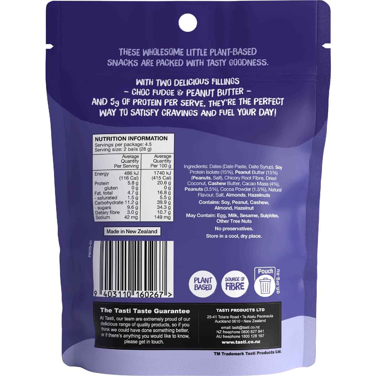 Tasti Smooshed Protein Balls Choc Fudge & Peanut Butter 9 pack