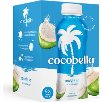 Cocobella Coconut Water Straight Up 350mL x 4 pack