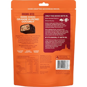 Wallaby Original Bites Dark Choc Orange Almond Coconut 120g