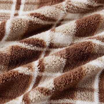 Double Sided Sherpa Throw Brown Check each