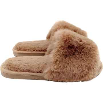 Ladies Faux Slide Slippers Chocolate Size 7/8 each