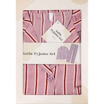 Ladies Satin Pyjamas Pink Stripes Size M each