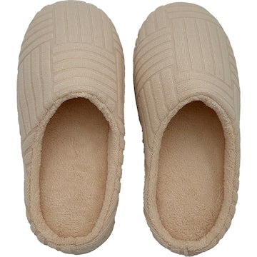 Ladies Sherpa Scuff Slippers Cream Size 7/8 each