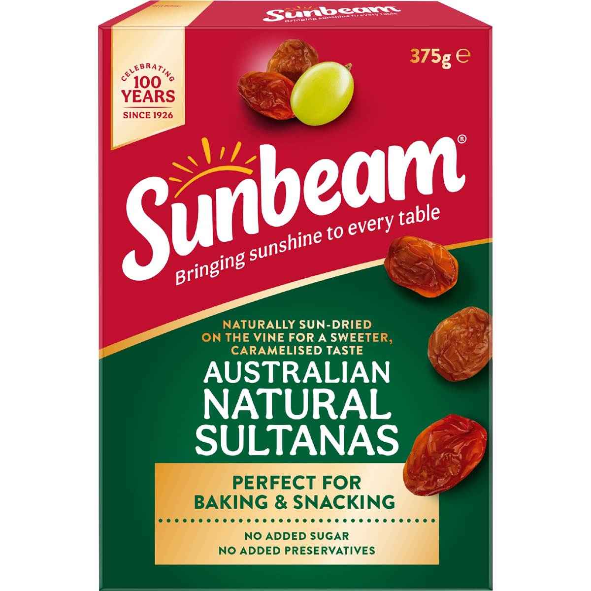 Sunbeam Australian Natural Sultanas 375g