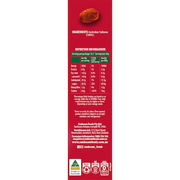 Sunbeam Australian Natural Sultanas 375g