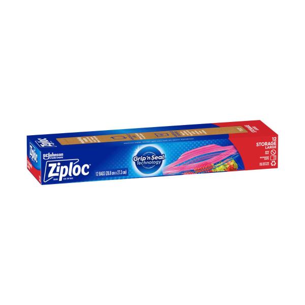 ZIPLOC RESEALABLE LARGE STORAGE BAGS 12 PACK