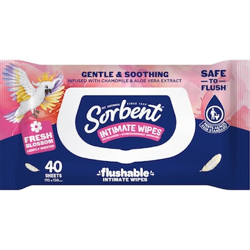 Sorbent Flushable Intimate Wipes 40 pack