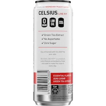Celsius Live Fit Sparkling Energy Drink Raspberry Peach Can 330mL