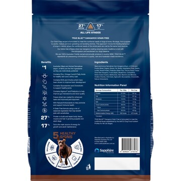 True Blue Freeze Dry Raw Coated Dry Dog Food Grain Free With Kangaroo 2.5kg