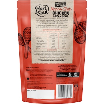 Hart & Soul Mexican Style Chicken & Bean Soup Pouch 400g