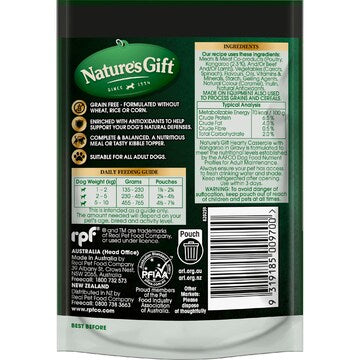 Nature's Gift Wet Dog Food Hearty Casserole In Gravy With Kangaroo 100g