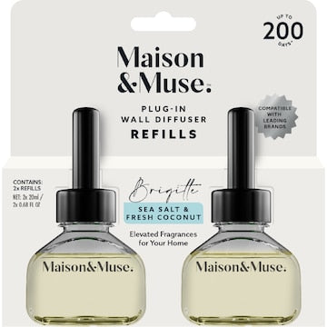 Maison & Muse Plug In Wall Diffuser Refills Coconut & Sea Salt Brigette 20mL x 2 pack