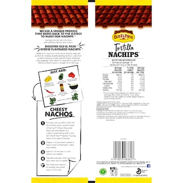 Old El Paso Nachips Tortilla Nacho Corn Chips Cheese Flavoured 300g