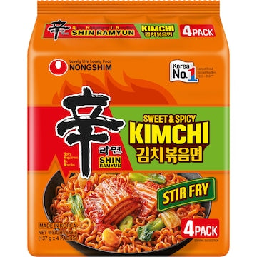 Nongshim Shin Ramyun Sweet & Spicy Kimchi Stir Fry 4 pack