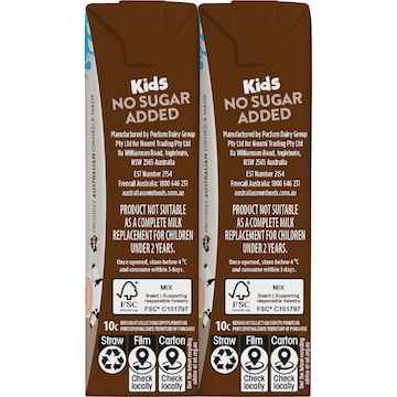 Australia's Own Kids No Sugar Added Milk Poppers Chocolate 200mL x 6 pack