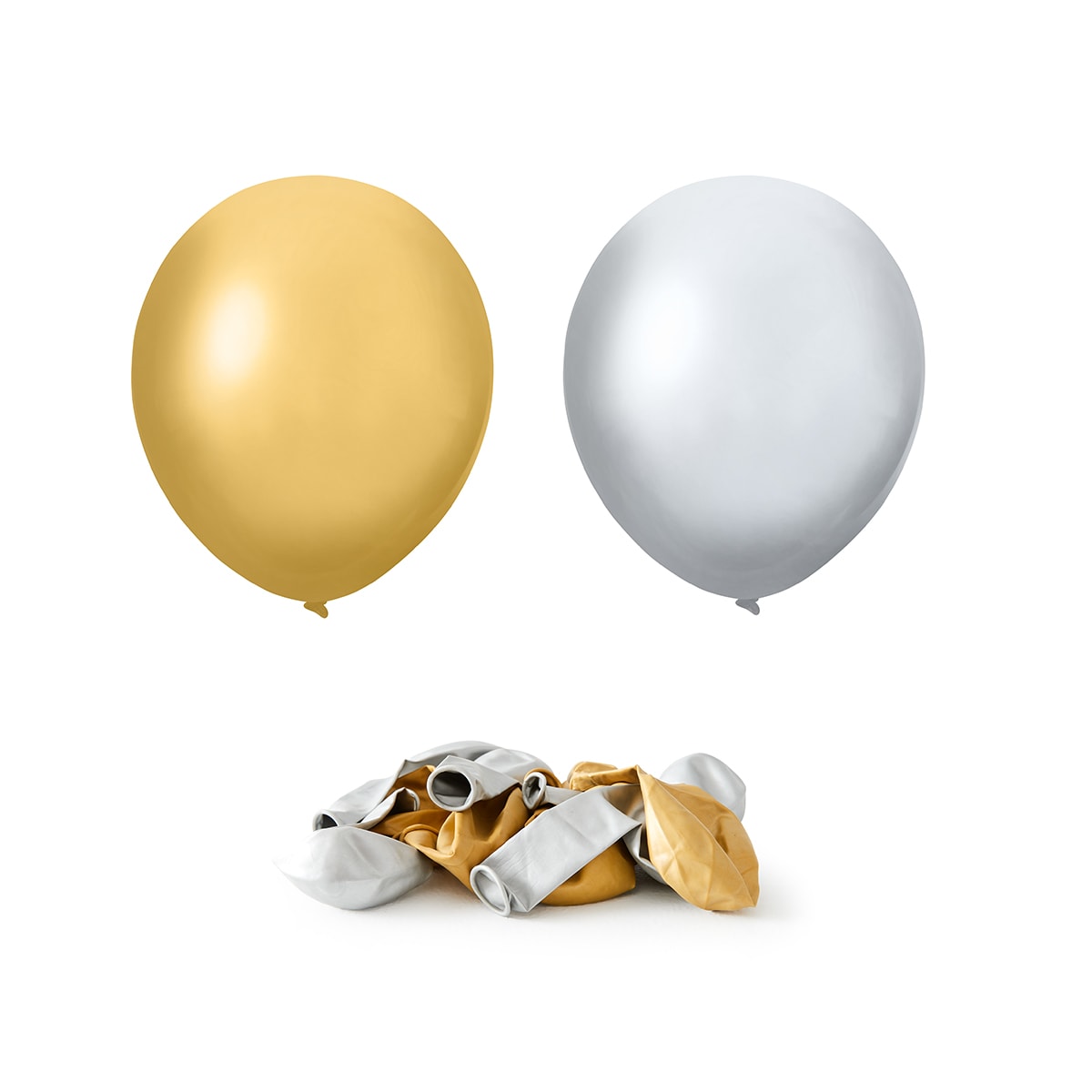 12 Piece Gold and Silver Chrome Balloons