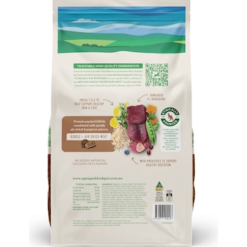 Open Paddock Wild Kangaroo Kibble & Air Dried Meat Dry Dog Food 5.5kg