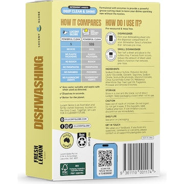 Lucent Globe Dishwashing Sheets Lemon 70 pack