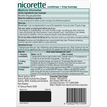 Nicorette Cooldrops Nicotene Lozenges 2mg 40 pack