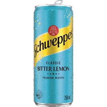 Schweppes Classic Bitter Lemon Premium Mixers Cans 250mL x 6 pack