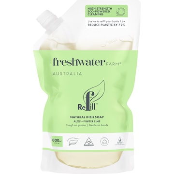 Freshwater Farm Australia Dishwashing Liquid Refill Pouch Aloe & Finger Lime 800mL