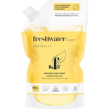 Freshwater Farm Australia Dishwashing Liquid Refill Pouch Lemon Myrtle 800mL