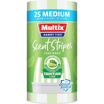Multix Handy Ties Scent Stripes Tidy Bags Tahitian Lime Medium 25 pack