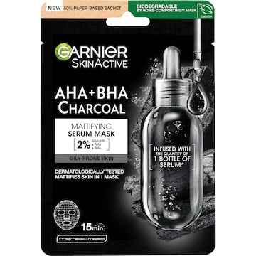 Garnier Skin Active AHA + BHA Charcoal Mattifying Serum Mask each