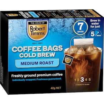 Robert Timms Cold Brew Medium Roast Coffee Bags 7 pack