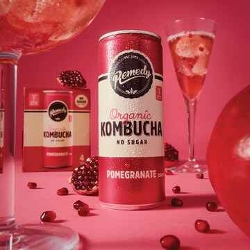 Remedy Pomegranate Kombucha 250mL x 4 pack