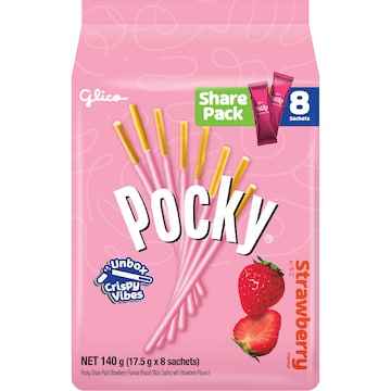 Glico Pocky Strawberry Biscuit Sticks 17.5g x 8 pack